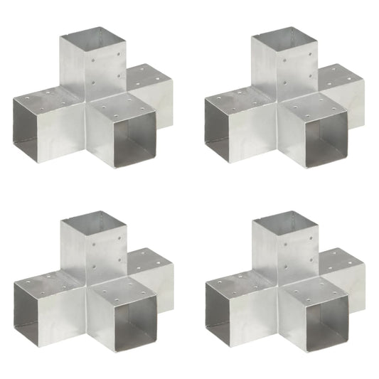 Paalverbindingen 4 st X-vorm 91x91 mm gegalvaniseerd metaal is nu te koop bij PeponiXL, paradijselijk wonen!