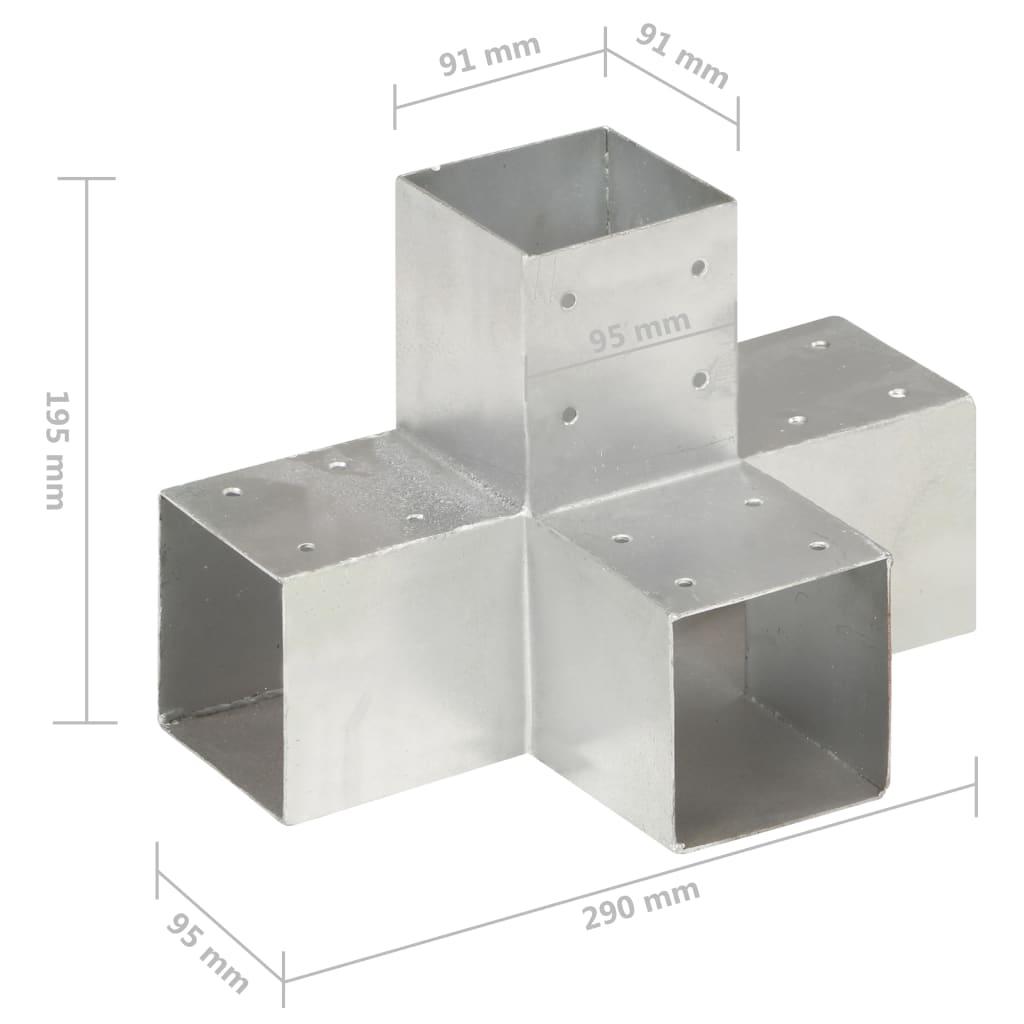 Paalverbindingen 4 st X-vorm 91x91 mm gegalvaniseerd metaal is nu te koop bij PeponiXL, paradijselijk wonen!
