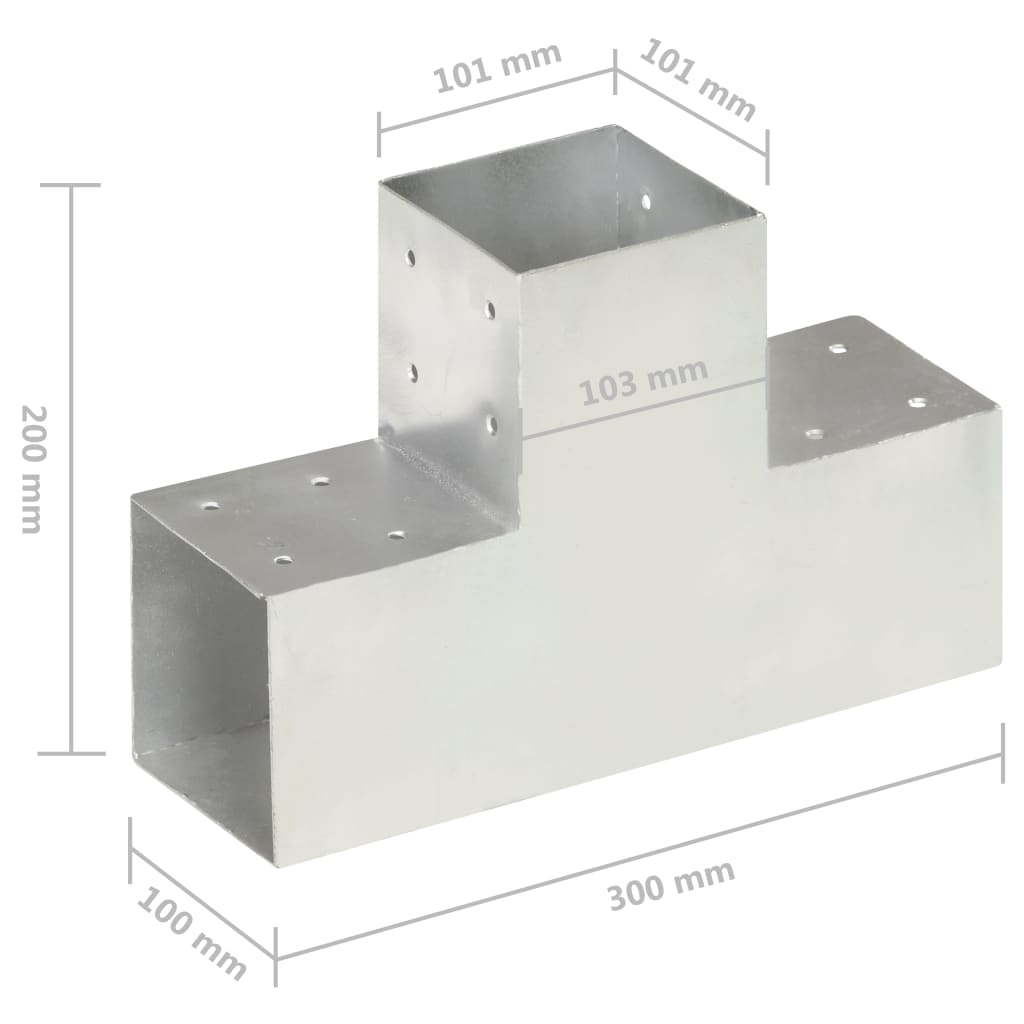Paalverbindingen 4 st T-vorm 101x101 mm gegalvaniseerd metaal is nu te koop bij PeponiXL, paradijselijk wonen!