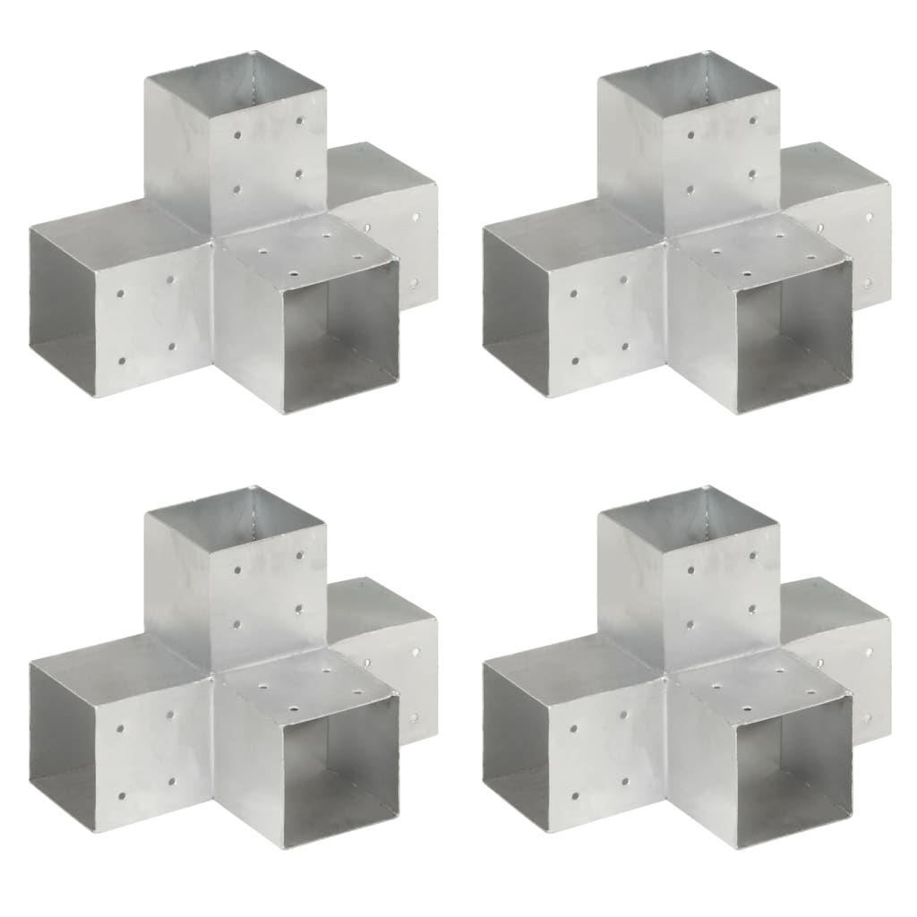 Paalverbindingen 4 st X-vorm 101x101 mm gegalvaniseerd metaal is nu te koop bij PeponiXL, paradijselijk wonen!
