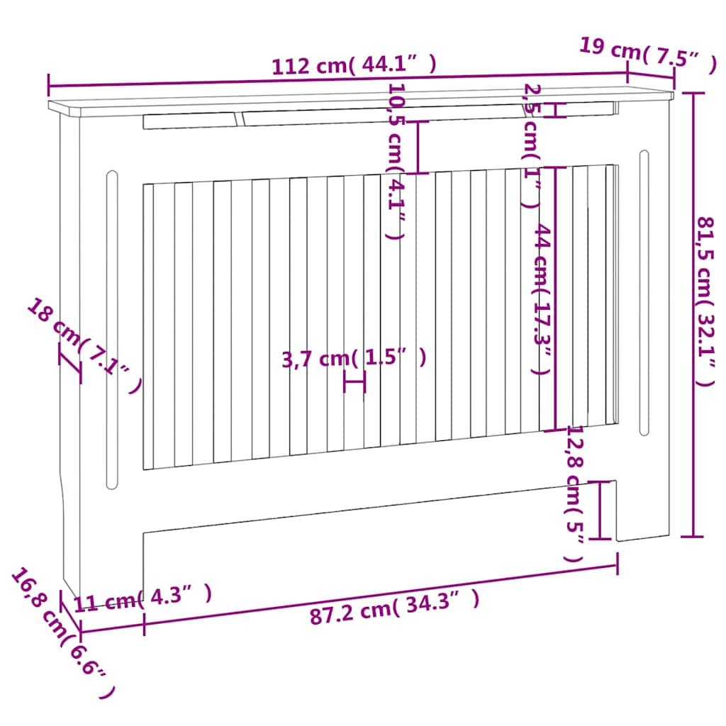 Radiatorombouw 112x19x81,5 cm bewerkt hout zwart is nu te koop bij PeponiXL, paradijselijk wonen!
