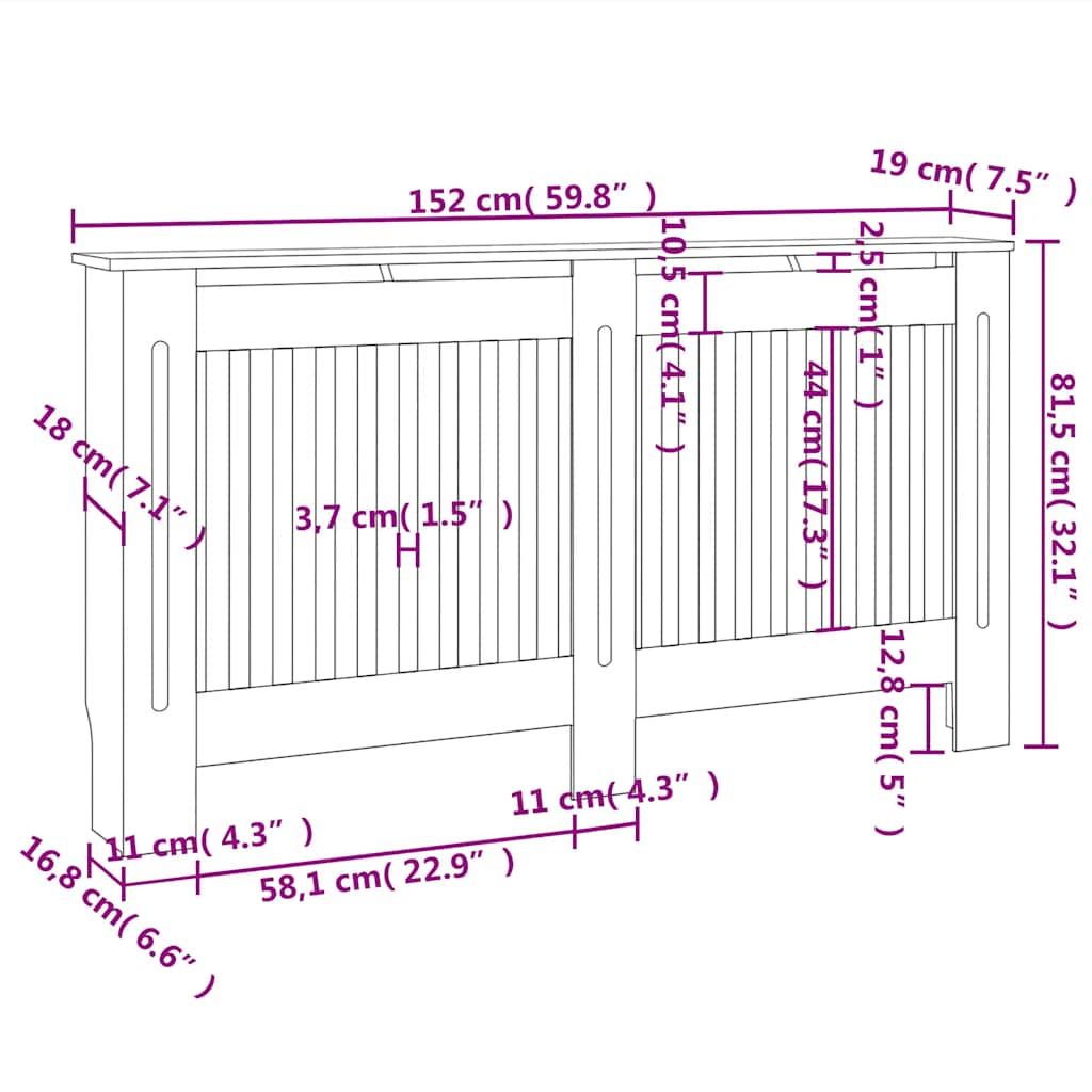 Radiatorombouw 152x19x81,5 cm MDF antraciet is nu te koop bij PeponiXL, paradijselijk wonen!