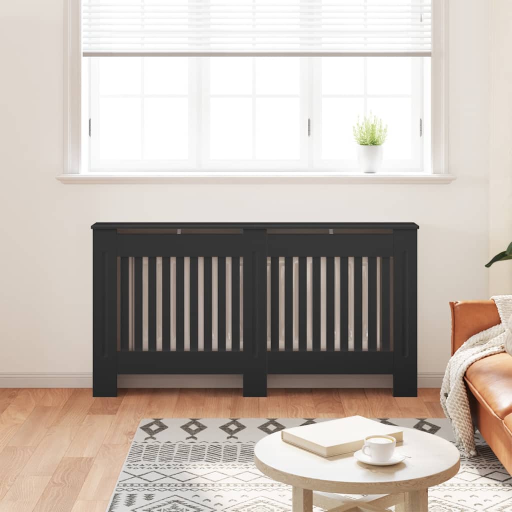 Radiatorombouw 152x19x81,5 cm bewerkt hout zwart is nu te koop bij PeponiXL, paradijselijk wonen!