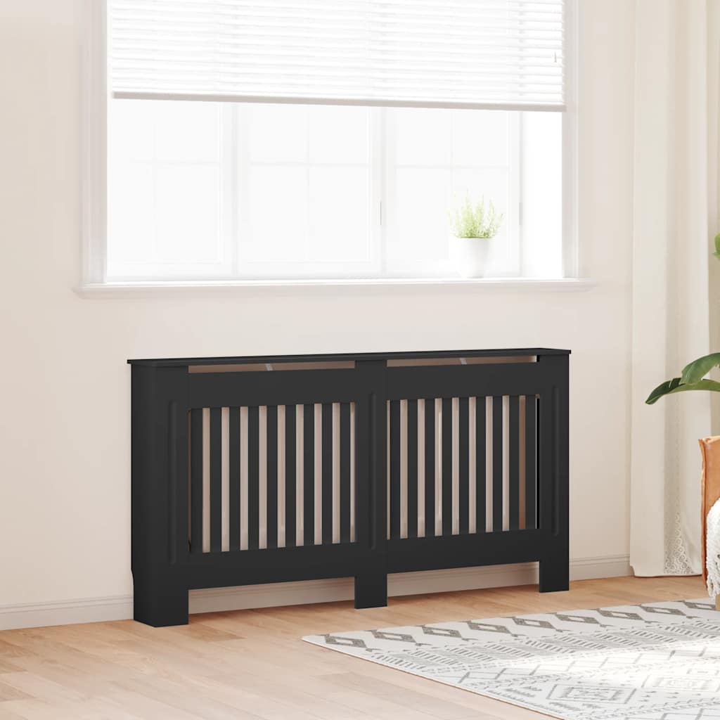 Radiatorombouw 152x19x81,5 cm bewerkt hout zwart is nu te koop bij PeponiXL, paradijselijk wonen!