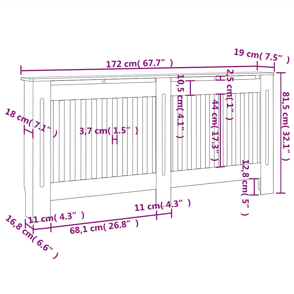 Radiatorombouw 172x19x81,5 cm MDF antraciet is nu te koop bij PeponiXL, paradijselijk wonen!