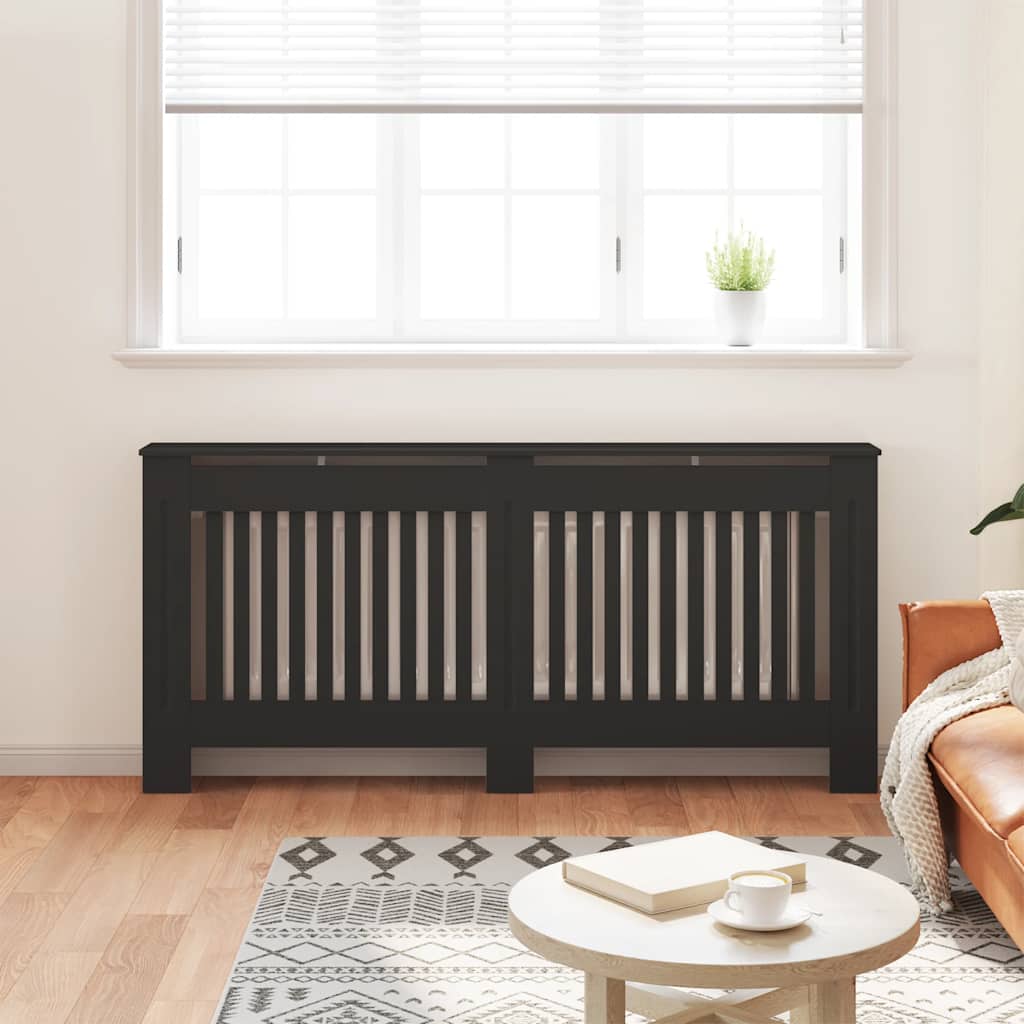 Radiatorombouw 172x19x81,5 cm bewerkt hout zwart is nu te koop bij PeponiXL, paradijselijk wonen!