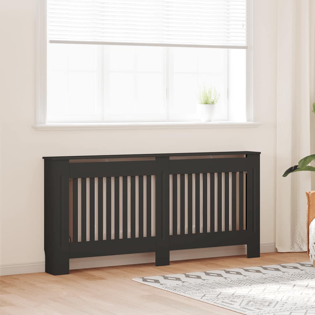 Radiatorombouw 172x19x81,5 cm bewerkt hout zwart is nu te koop bij PeponiXL, paradijselijk wonen!