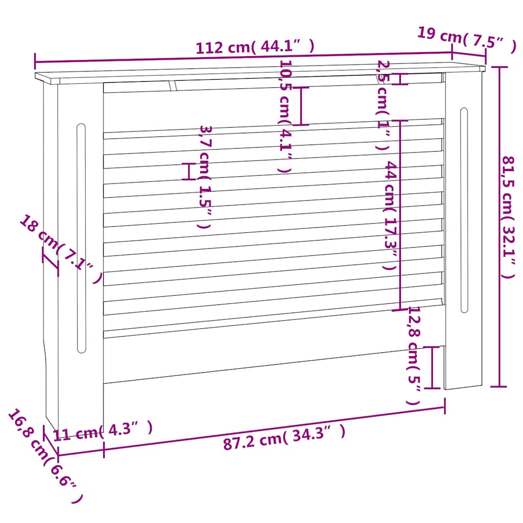 Radiatorombouw 112x19x81,5 cm MDF antraciet is nu te koop bij PeponiXL, paradijselijk wonen!