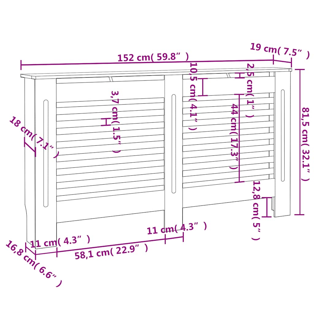 Radiatorombouw 152x19x81,5 cm MDF is nu te koop bij PeponiXL, paradijselijk wonen!