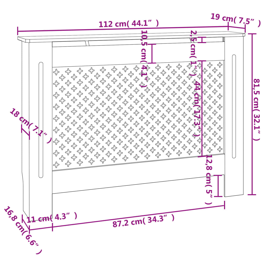 Radiatorombouw 112x19x81,5 cm MDF zwart is nu te koop bij PeponiXL, paradijselijk wonen!
