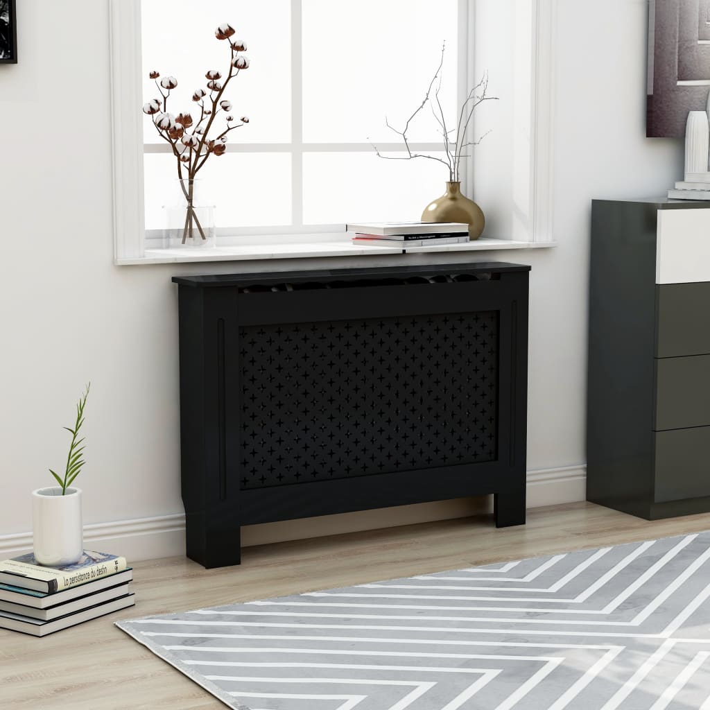 Radiatorombouw 112x19x81,5 cm MDF zwart is nu te koop bij PeponiXL, paradijselijk wonen!