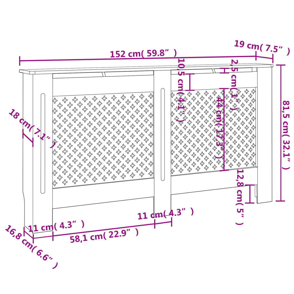 Radiatorombouw 152x19x81,5 cm MDF antraciet is nu te koop bij PeponiXL, paradijselijk wonen!