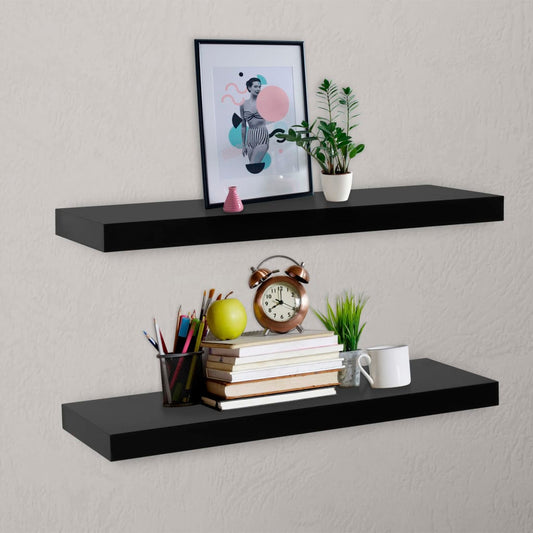 Wandschappen zwevend 2 st 80x20x3,8 cm zwart is nu te koop bij PeponiXL, paradijselijk wonen!