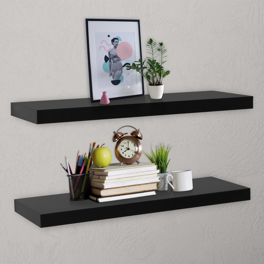 Wandschappen zwevend 2 st 120x20x3,8 cm zwart is nu te koop bij PeponiXL, paradijselijk wonen!