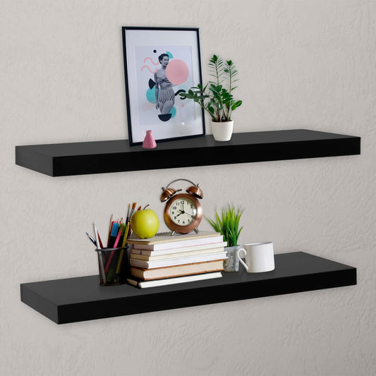 Wandschappen zwevend 2 st 120x20x3,8 cm zwart is nu te koop bij PeponiXL, paradijselijk wonen!