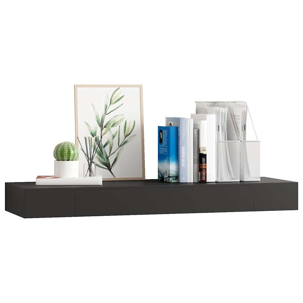 Wandschap met lade zwevend 80x25x8 cm zwart is nu te koop bij PeponiXL, paradijselijk wonen!