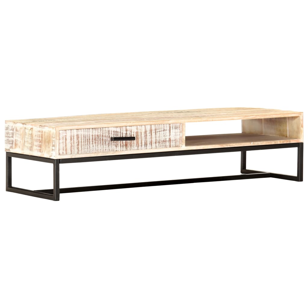Salontafel 117x50x30 cm massief acaciahout wit is nu te koop bij PeponiXL, paradijselijk wonen!