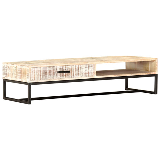 Salontafel 117x50x30 cm massief acaciahout wit is nu te koop bij PeponiXL, paradijselijk wonen!