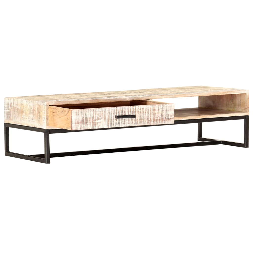 Salontafel 117x50x30 cm massief acaciahout wit is nu te koop bij PeponiXL, paradijselijk wonen!