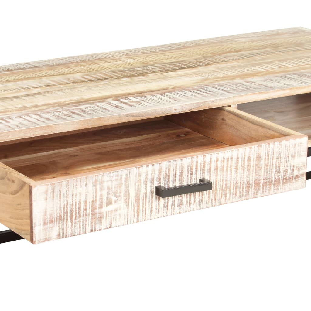 Salontafel 117x50x30 cm massief acaciahout wit is nu te koop bij PeponiXL, paradijselijk wonen!