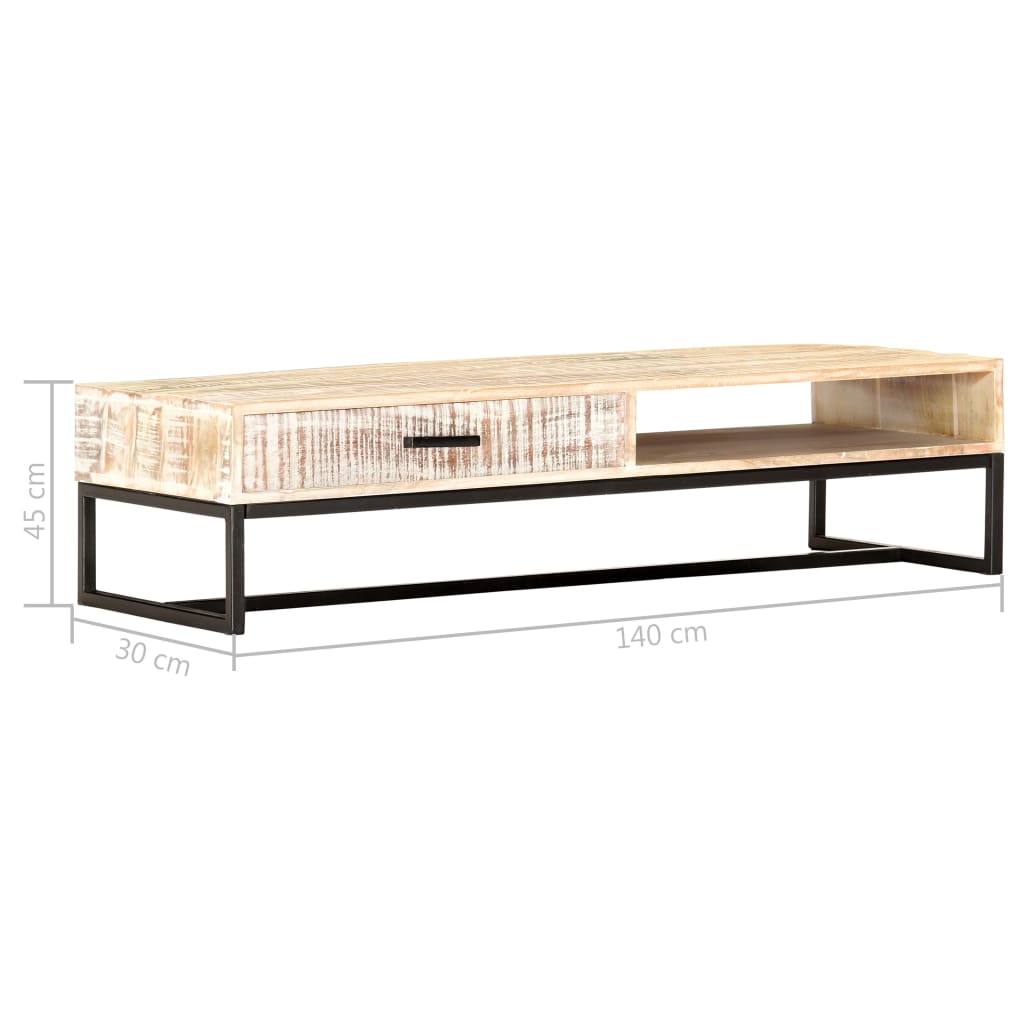 Salontafel 117x50x30 cm massief acaciahout wit is nu te koop bij PeponiXL, paradijselijk wonen!
