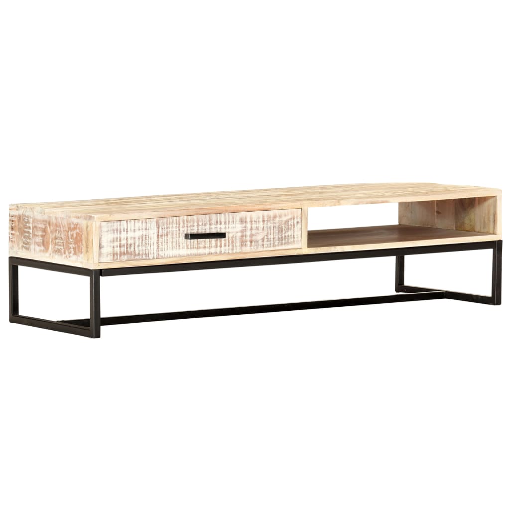 Salontafel 117x50x30 cm massief acaciahout wit is nu te koop bij PeponiXL, paradijselijk wonen!