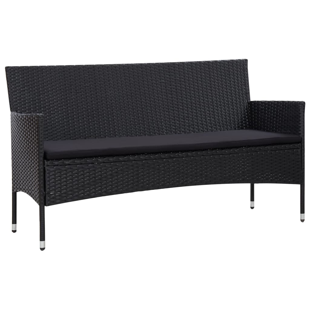4-delige Loungeset met kussens poly rattan zwart is nu te koop bij PeponiXL, paradijselijk wonen!