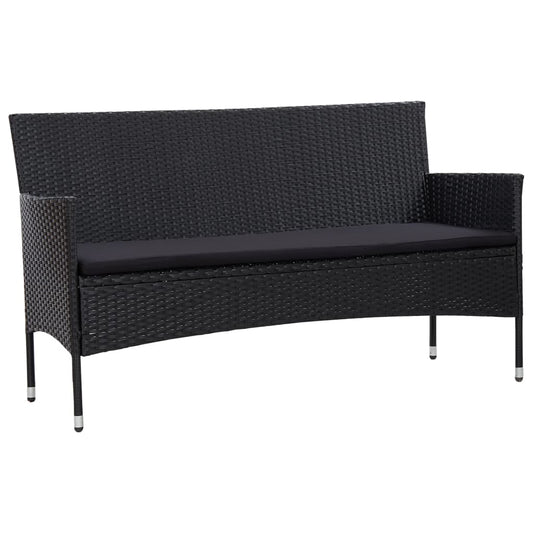 Tuinbank 3-zits met kussens poly rattan zwart is nu te koop bij PeponiXL, paradijselijk wonen!