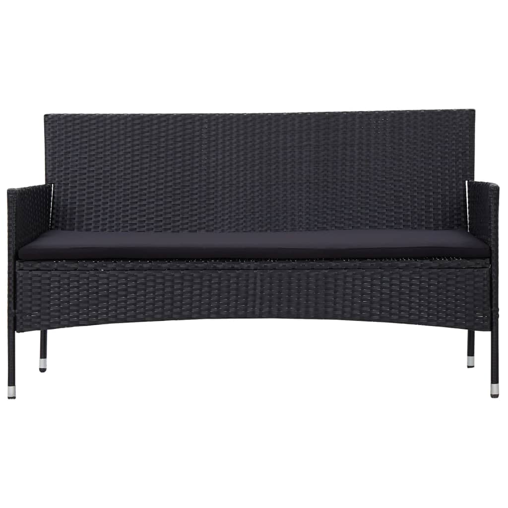 Tuinbank 3-zits met kussens poly rattan zwart is nu te koop bij PeponiXL, paradijselijk wonen!