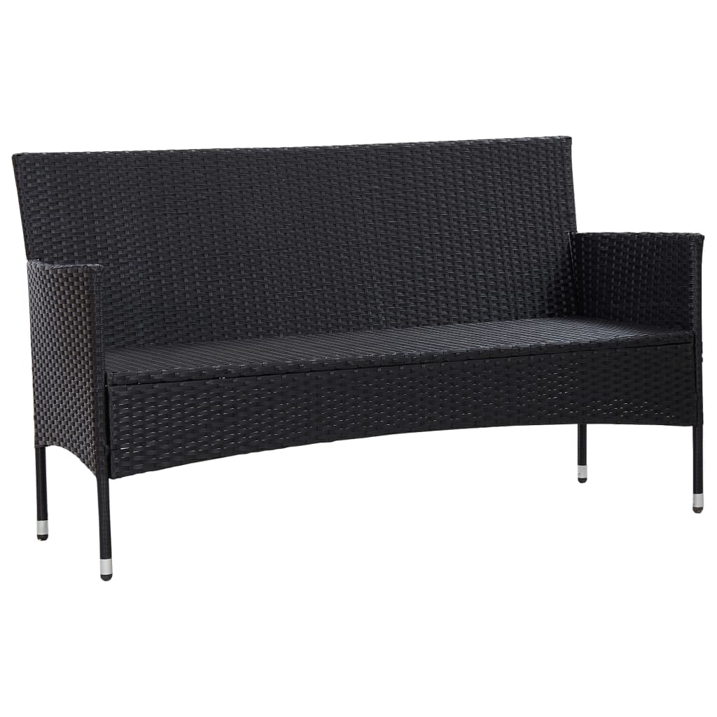 Tuinbank 3-zits met kussens poly rattan zwart is nu te koop bij PeponiXL, paradijselijk wonen!