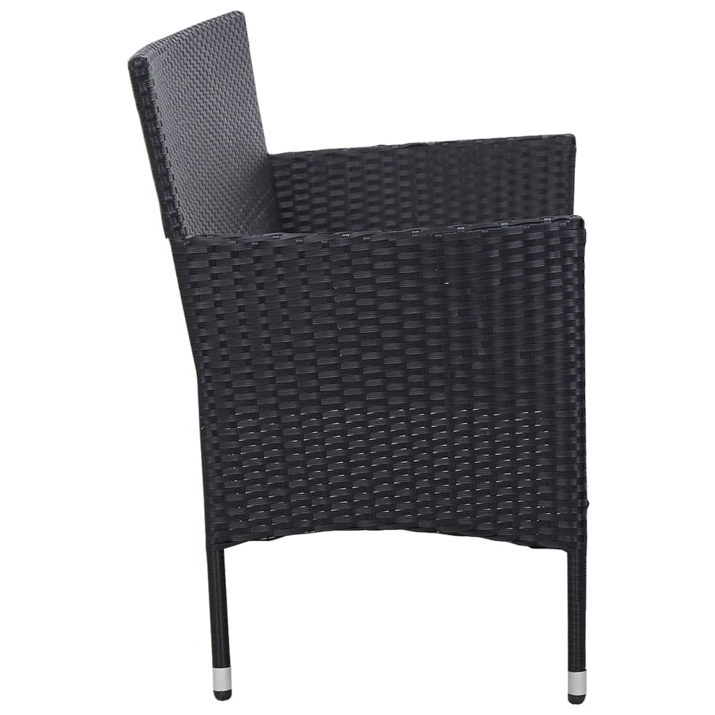 Tuinbank 3-zits met kussens poly rattan zwart is nu te koop bij PeponiXL, paradijselijk wonen!