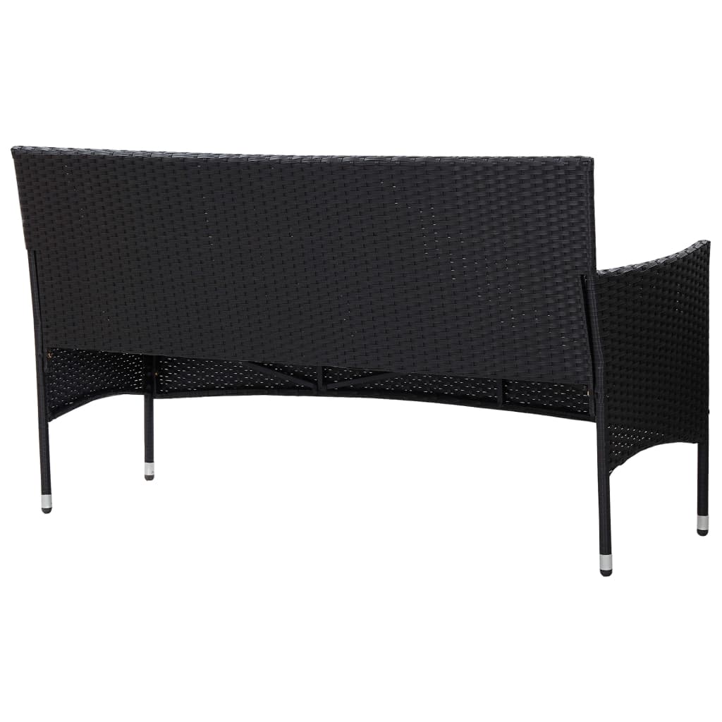 Tuinbank 3-zits met kussens poly rattan zwart is nu te koop bij PeponiXL, paradijselijk wonen!