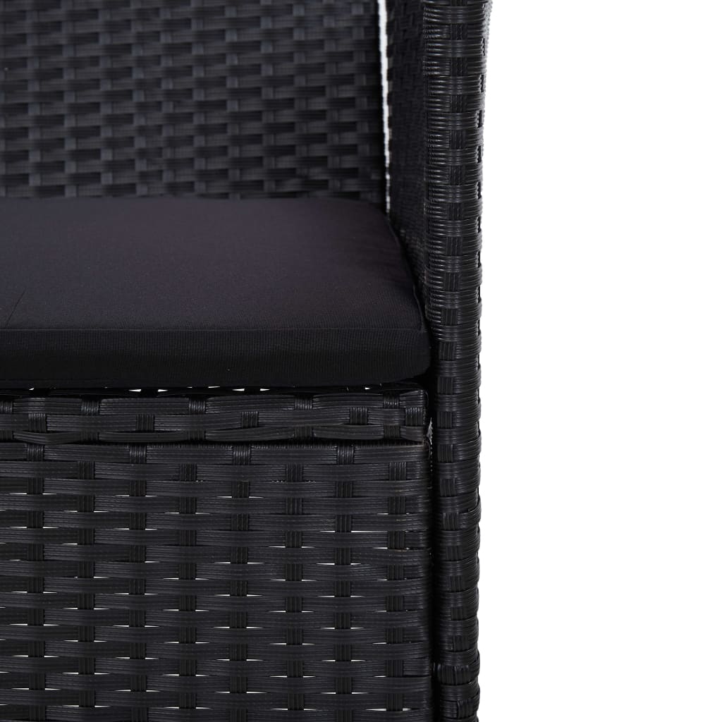Tuinbank 3-zits met kussens poly rattan zwart is nu te koop bij PeponiXL, paradijselijk wonen!
