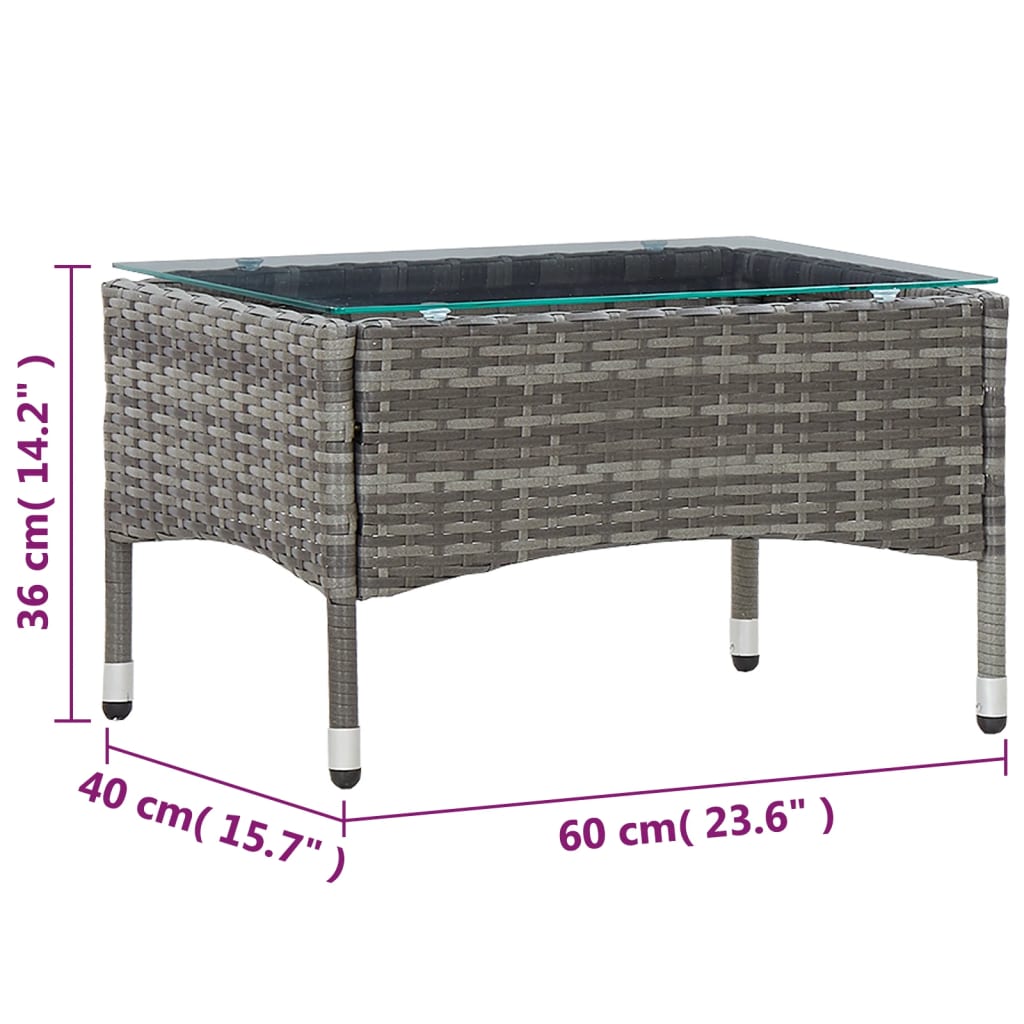 Salontafel 60x40x36 cm poly rattan grijs is nu te koop bij PeponiXL, paradijselijk wonen!