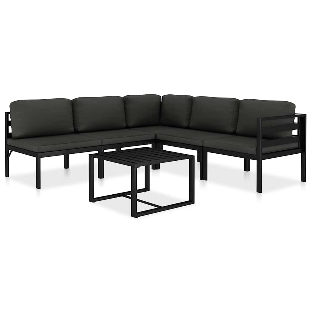 6-delige Loungeset met kussens aluminium antraciet is nu te koop bij PeponiXL, paradijselijk wonen!