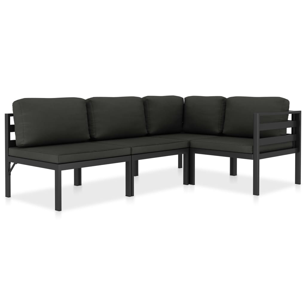 4-delige Loungeset met kussens aluminium antraciet is nu te koop bij PeponiXL, paradijselijk wonen!