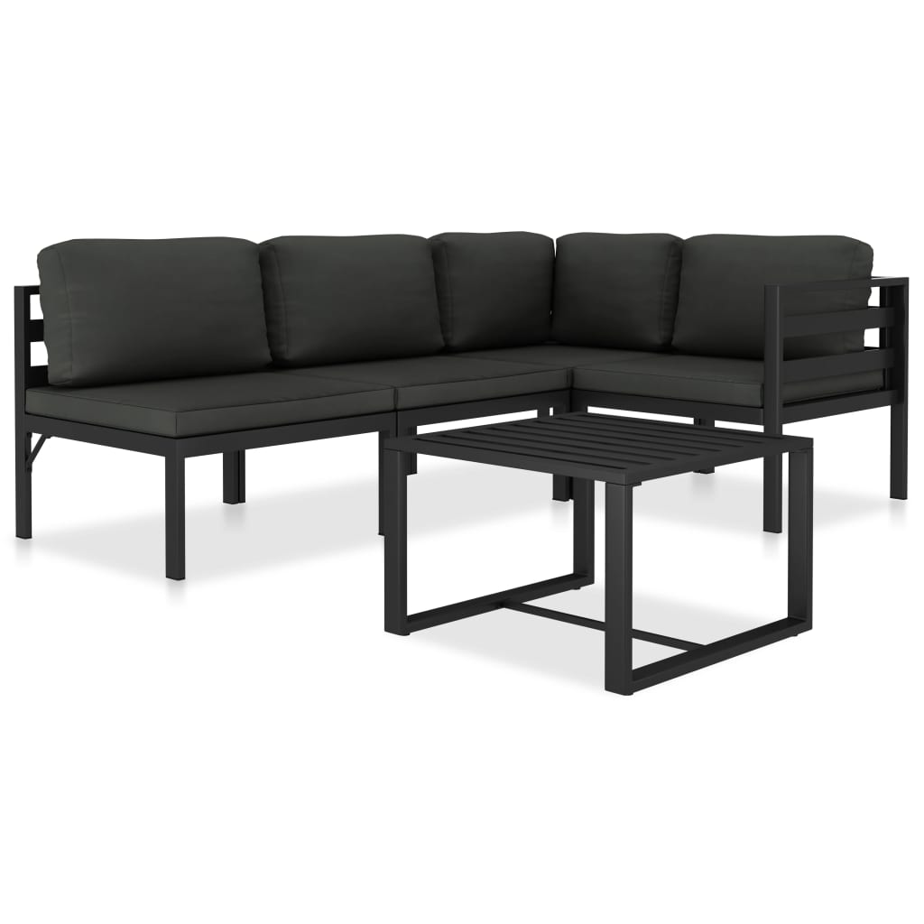 5-delige Loungeset met kussens aluminium antraciet is nu te koop bij PeponiXL, paradijselijk wonen!