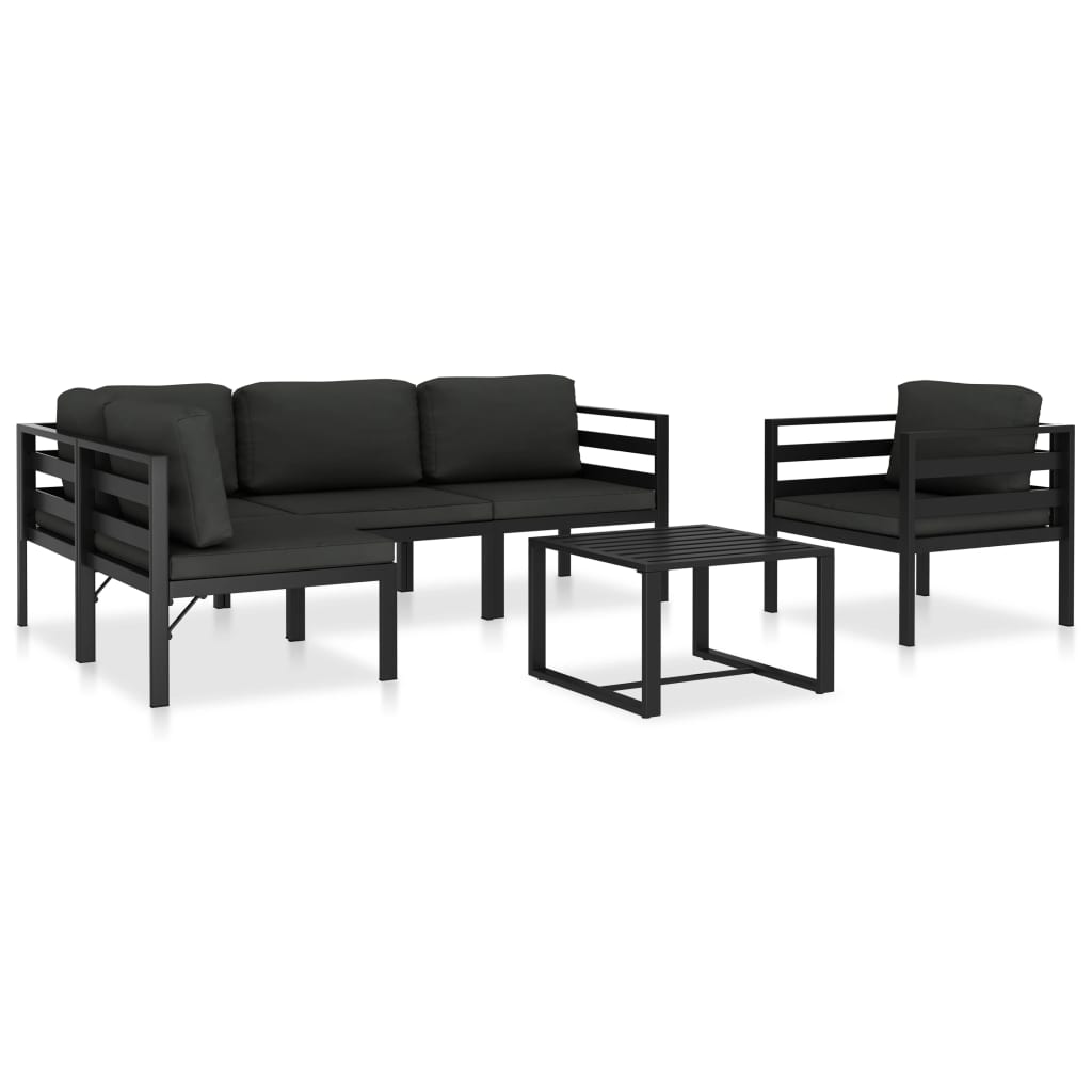 6-delige Loungeset met kussens aluminium antraciet is nu te koop bij PeponiXL, paradijselijk wonen!