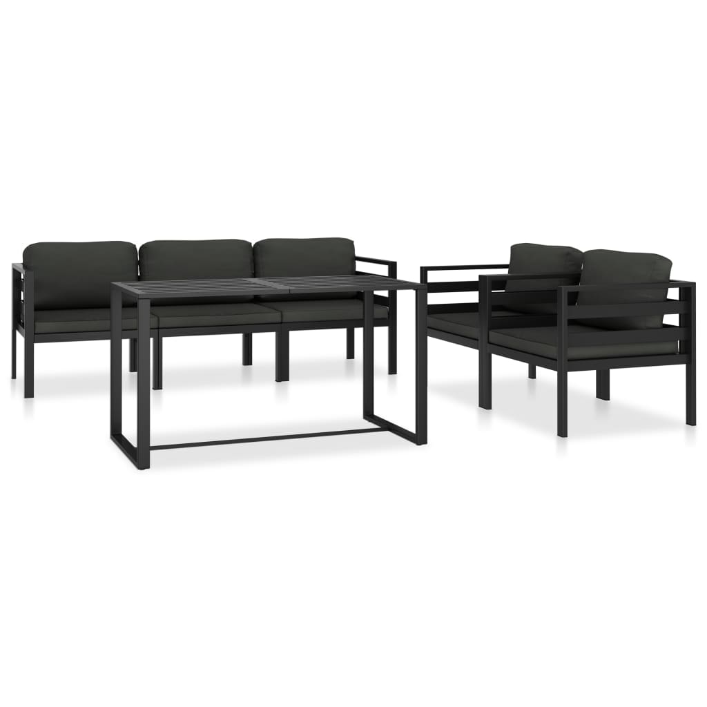 6-delige Loungeset met kussens aluminium antraciet is nu te koop bij PeponiXL, paradijselijk wonen!