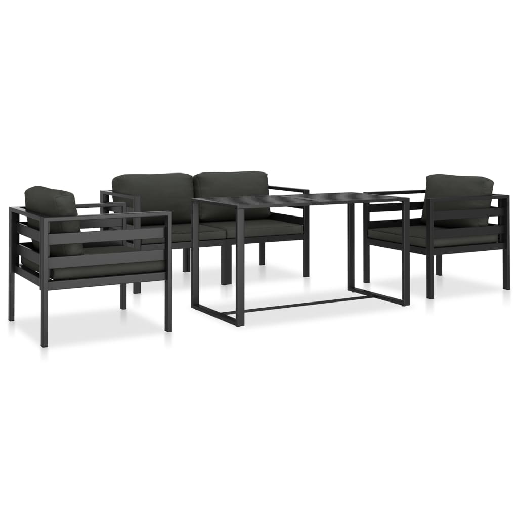 5-delige Loungeset met kussens aluminium antraciet is nu te koop bij PeponiXL, paradijselijk wonen!