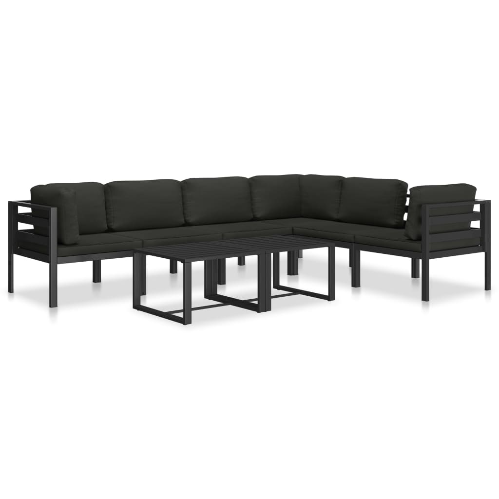 Hoekbank sectioneel 1 st met kussens aluminium antracietkleurig is nu te koop bij PeponiXL, paradijselijk wonen!