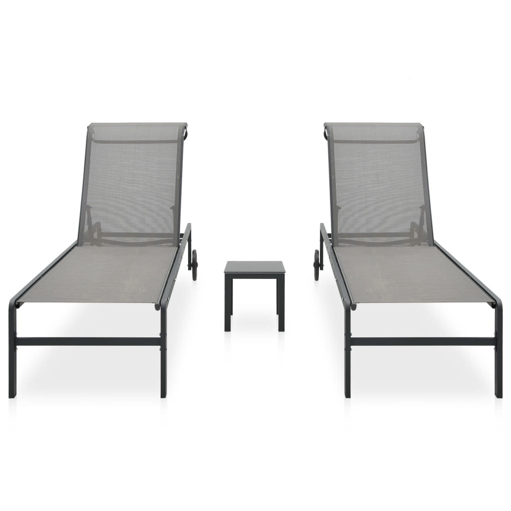 Ligbedden 2 st met tafel textileen en staal is nu te koop bij PeponiXL, paradijselijk wonen!