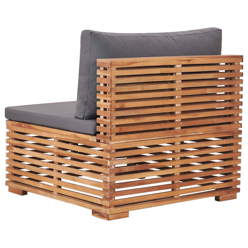 Tuinmiddenbank met grijze kussens massief teakhout is nu te koop bij PeponiXL, paradijselijk wonen!