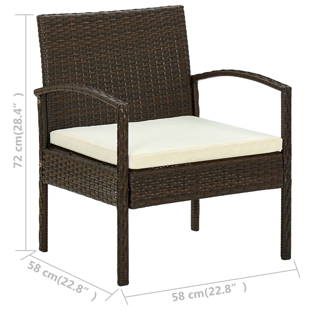 Tuinstoel met kussen poly rattan bruin is nu te koop bij PeponiXL, paradijselijk wonen!