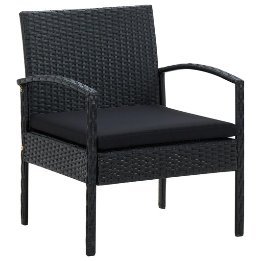 Tuinstoel met kussen poly rattan zwart is nu te koop bij PeponiXL, paradijselijk wonen!