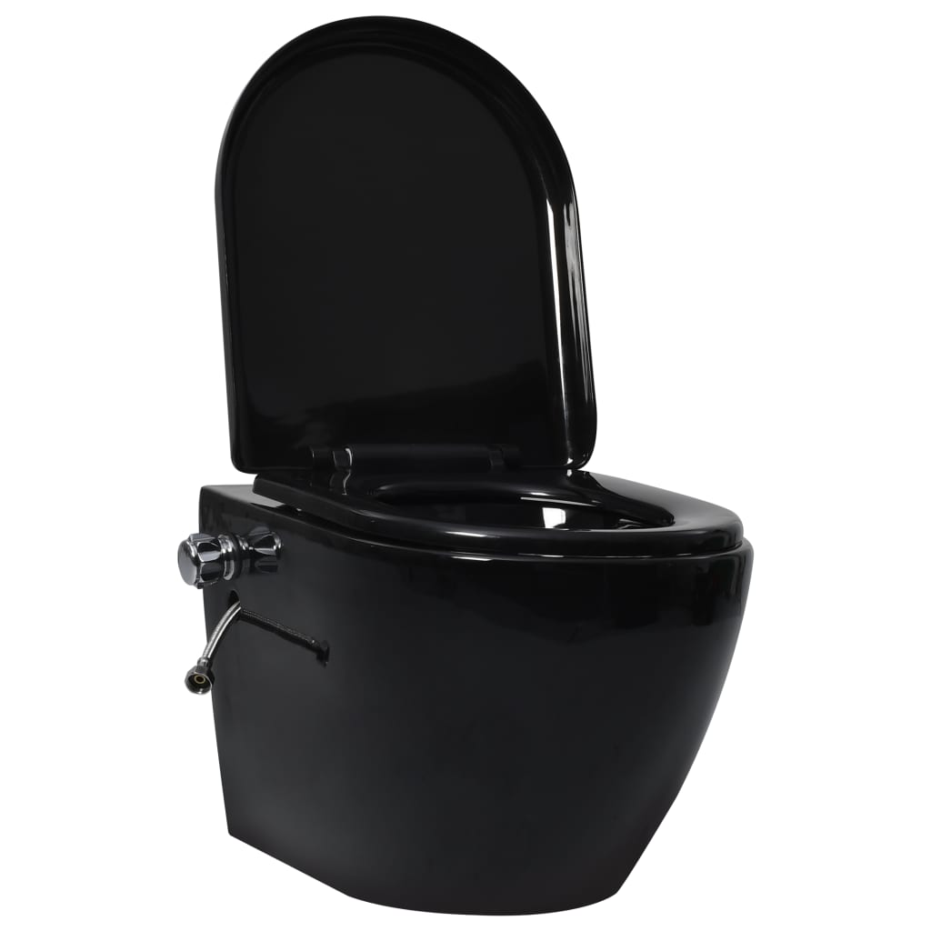 Hangend toilet randloos met bidetfunctie keramiek zwart is nu te koop bij PeponiXL, paradijselijk wonen!