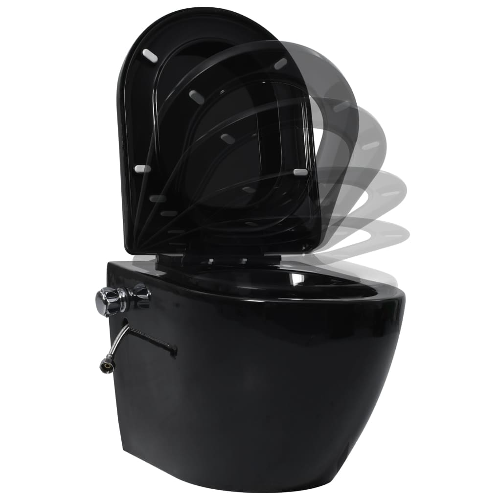 Hangend toilet randloos met bidetfunctie keramiek zwart is nu te koop bij PeponiXL, paradijselijk wonen!