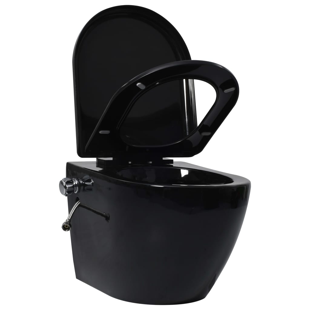 Hangend toilet randloos met bidetfunctie keramiek zwart is nu te koop bij PeponiXL, paradijselijk wonen!