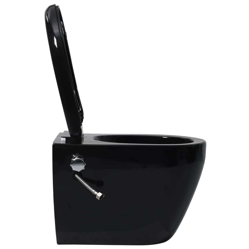 Hangend toilet randloos met bidetfunctie keramiek zwart is nu te koop bij PeponiXL, paradijselijk wonen!