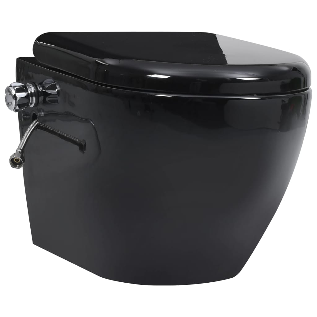 Hangend toilet randloos met bidetfunctie keramiek zwart is nu te koop bij PeponiXL, paradijselijk wonen!